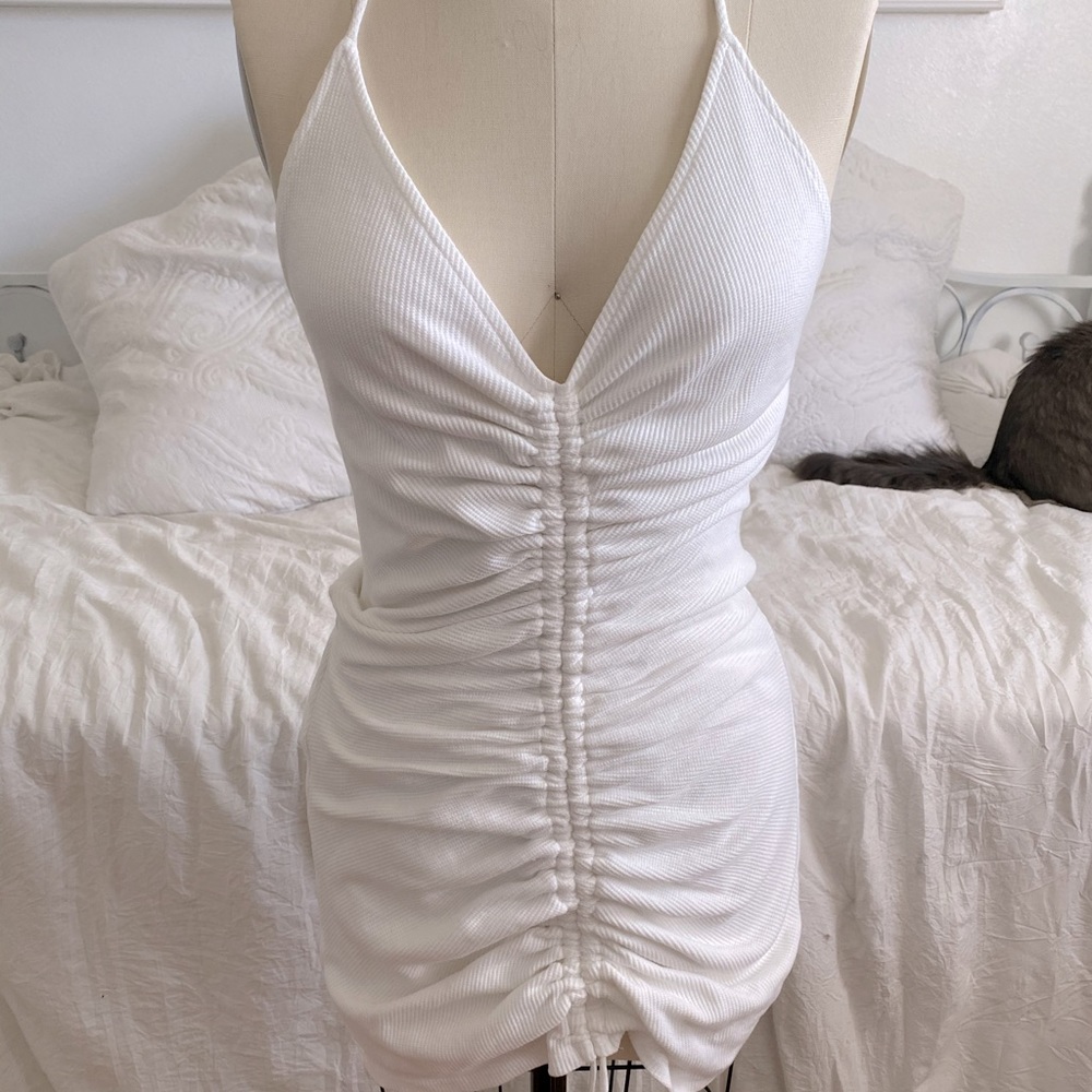 Princess Polly white mini scrunch dress